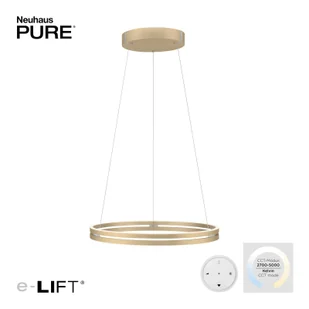 Lampa wisząca PURE LED E-Loop, mosiądz, Ø 70 cm aluminium CCT - Lampy sufitowe - miniaturka - grafika 5
