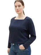 Koszulki i topy damskie - TOM TAILOR Damska koszulka z długim rękawem Plussize, 10668 - Sky Captain Blue, 52 - miniaturka - grafika 1