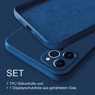Etui i futerały do telefonów - Etui ochronne SOONTEC (niebieskie) do Apple IPhone 13, ochronne etui TPU + 1 osłona ekranu ze szkła pancernego, FULL COVER GLASS - miniaturka - grafika 1