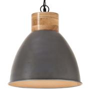 Lampy sufitowe - VidaXL Lumarko Industrialna lampa wisząca, szare żelazo i drewno, 46 cm, E27! 320886 VidaXL - miniaturka - grafika 1