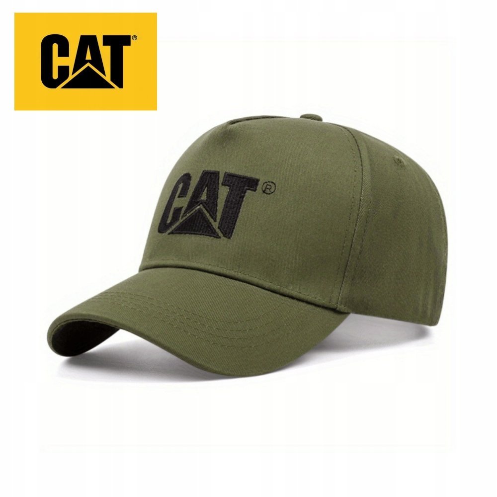 Czapka z daszkiem męska bejsbolówka Cat Caterpillar z Logo zielona