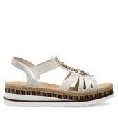 Sandały damskie - Sandały Rieker V7949-90 Srebrne rodowanie - miniaturka - grafika 1
