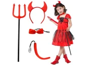 Stroje karnawałowe - Strój Diabła Diabełka Zestaw Rogi Widły Przebranie - miniaturka - grafika 1