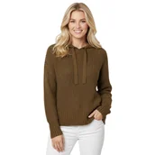 Swetry damskie - Sweter damski Vero Moda Layla Hood z kapturem khaki-L - miniaturka - grafika 1