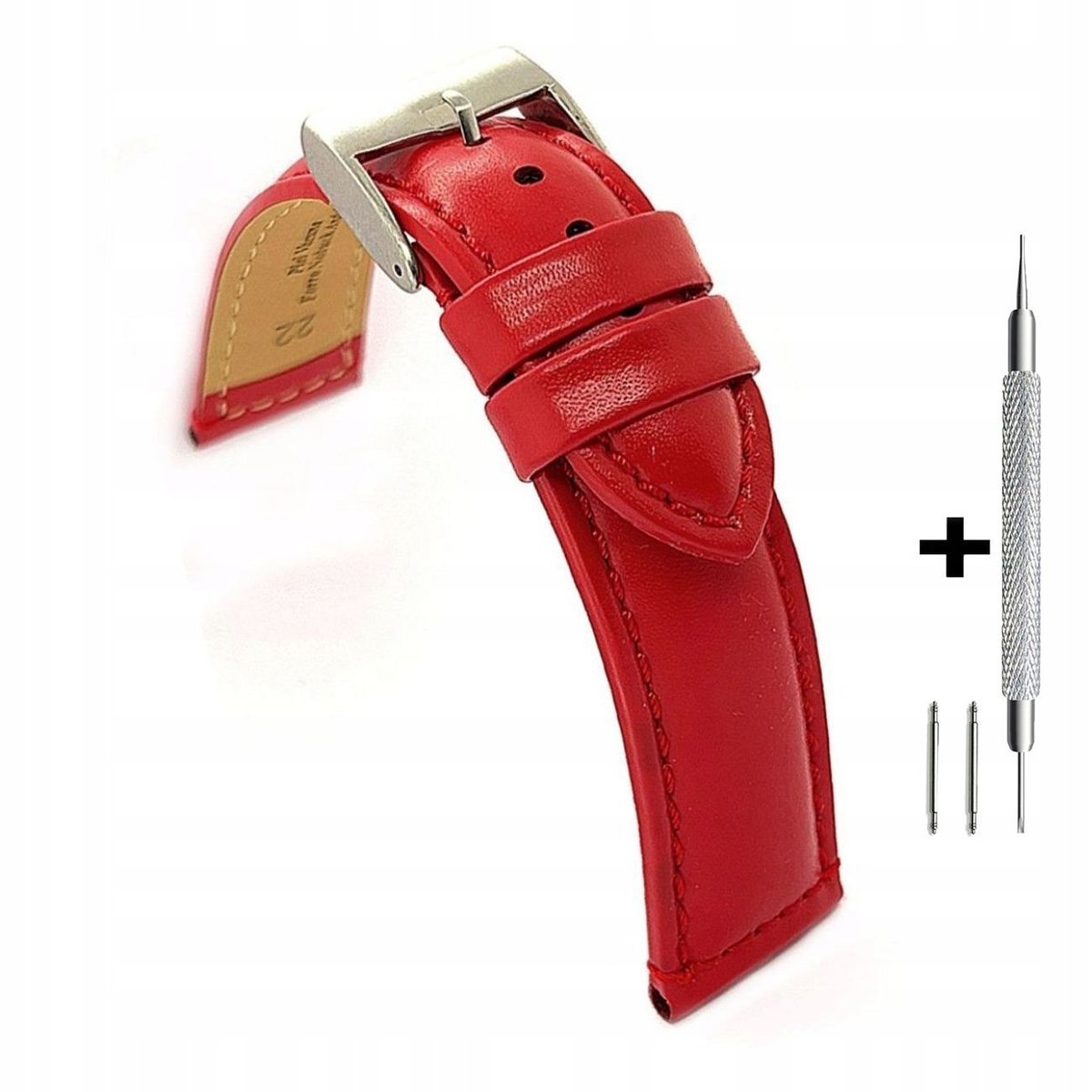 Czerwony pasek 24 mm skórzany DILOY 363.24.6 + dwa teleskopy i narzędzie