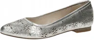 Baleriny - CAPRICE DAMSKIE BALERINY SREBRNE ZE SKÓRĄ 40 ŻMC - miniaturka - grafika 1