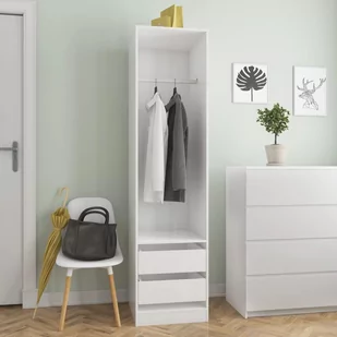 vidaXL Szafa z szufladami, wysoki połysk, biała, 50x50x200 cm - Szafy - miniaturka - grafika 1