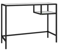Biurka - Nowoczesne szklane biurko z półką 100 cm biały marmur Aviles 3X - miniaturka - grafika 1