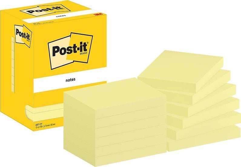 Post-it Karteczki samoprzylepne POST-IT® 657, 102x76mm, 12x100 kart., żółte