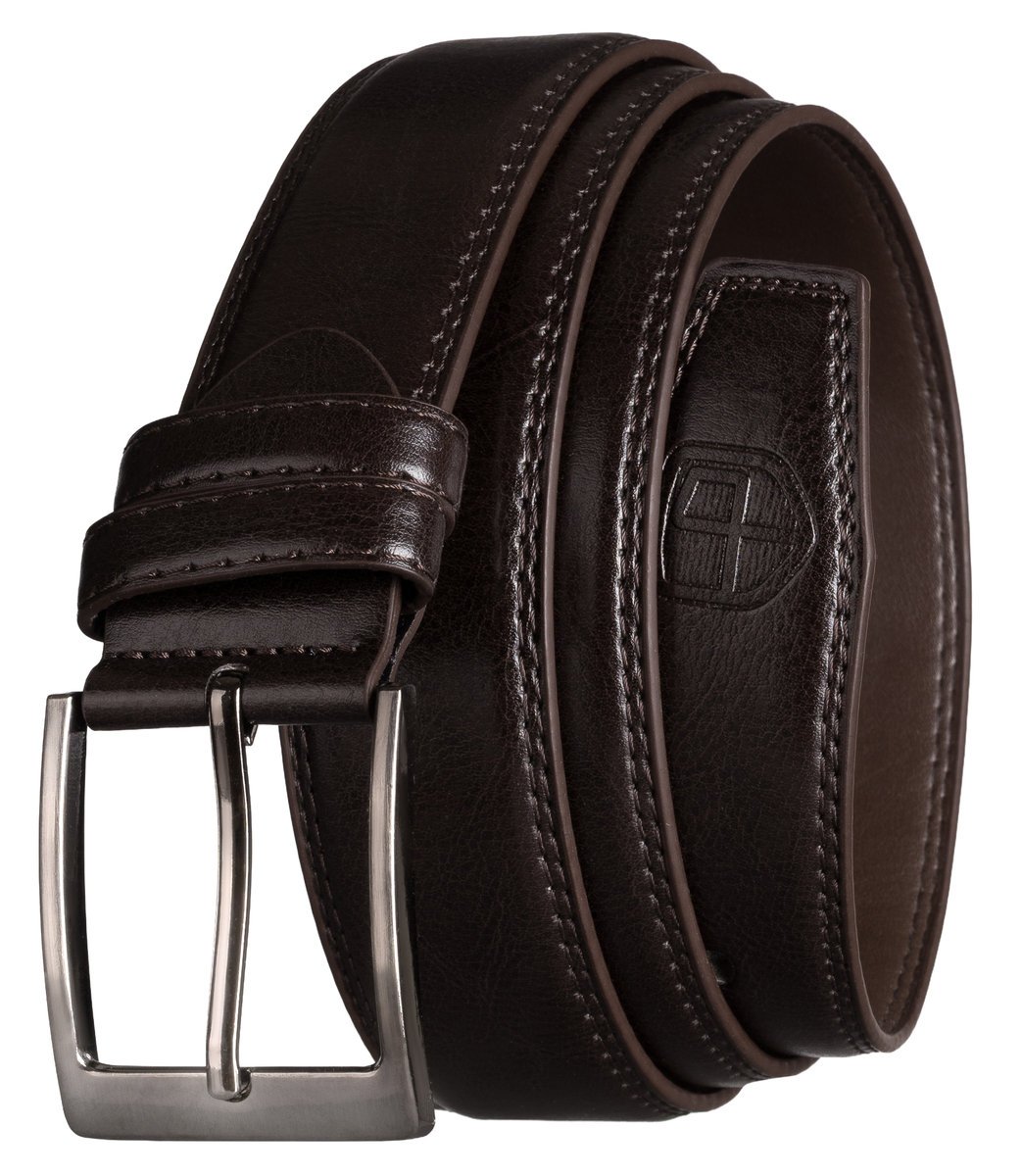 Pasek męski do jeansów PETERSON klasyczny srebrna tradycyjna klamra szeroki modny brązowy