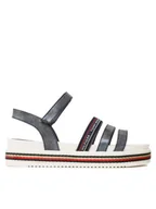 Buty dla dziewczynek - Tommy Hilfiger Sandały Platform Velcro Sandal T3A2-32763-0568 S Granatowy - miniaturka - grafika 1