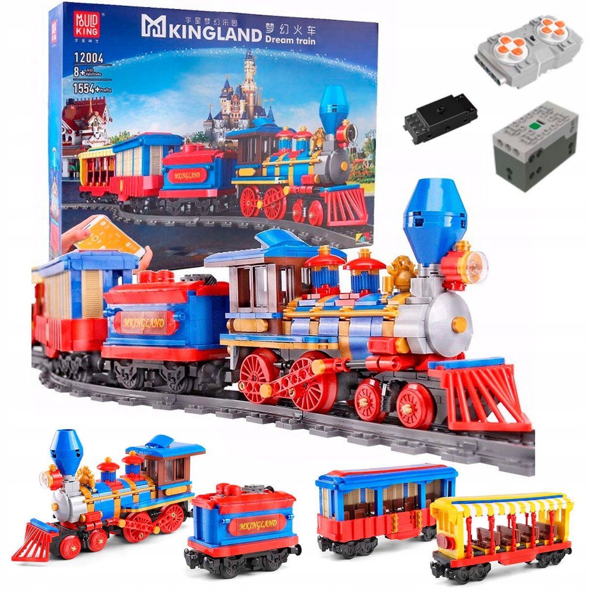 Klocki RC: Sterowany Pociąg z Wagonami Mould King
