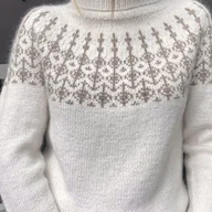 Swetry damskie - TEMU Elegancki damski kardigan z geometrycznym wzorem - wysoki kołnierzyk, długi rękaw, prążkowana tekstura, biały, casualowy i szykowny top na zimę, - miniaturka - grafika 1