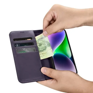 iCarer Wallet Case 2in1 etui iPhone 14 skórzany pokrowiec z klapką Anti-RFID ciemnofioletowy (WMI14220725-DP) - Etui i futerały do telefonów - miniaturka - grafika 11