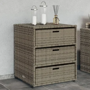 Szafa ogrodowa vidaXL Szafka ogrodowa, szara, 55x59x69 cm, polirattan - Pozostałe meble ogrodowe - miniaturka - grafika 1