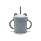 Kubki dla dzieci - LORELLI CUP - KUBEK SILIKONOWY ZE SŁOMKĄ GREY - miniaturka - grafika 1