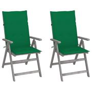 Fotele i krzesła ogrodowe - vidaXL Lumarko Rozkładane krzesła ogrodowe z poduszkami, 2 szt., lita akacja 3064703 - miniaturka - grafika 1