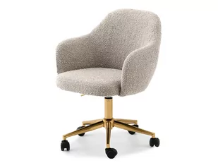 Fotel biurowy, krzesło biurowe ELEGANCKI BEŻOWY FOTEL DO BIURKA REGULOWANY NA ZŁOTEJ PODSTAWIE LILLY - Fotele i krzesła biurowe - miniaturka - grafika 1