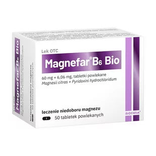 Biofarm Sp. z o.o. Magnefar B6 BIO 50 tabl. 3620546 - Leki przeciwbólowe - miniaturka - grafika 1