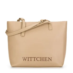 Damska torebka shopper z tłoczonym logo beżowa - Torebki damskie Damska torebka shopper z tłoczonym logo beżowa - Torebki damskie - miniaturka - grafika 1