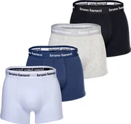 Majtki męskie - Bokserki męskie Bruno Banani 4-pack - Every Day, bawełna czarny/szary/biały/niebieski L - miniaturka - grafika 1