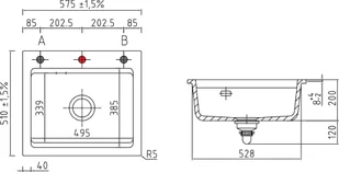 SystemCeram KARA 57 NIGRA 87 (czarny mat) (50020187) - Zlewozmywaki - miniaturka - grafika 2