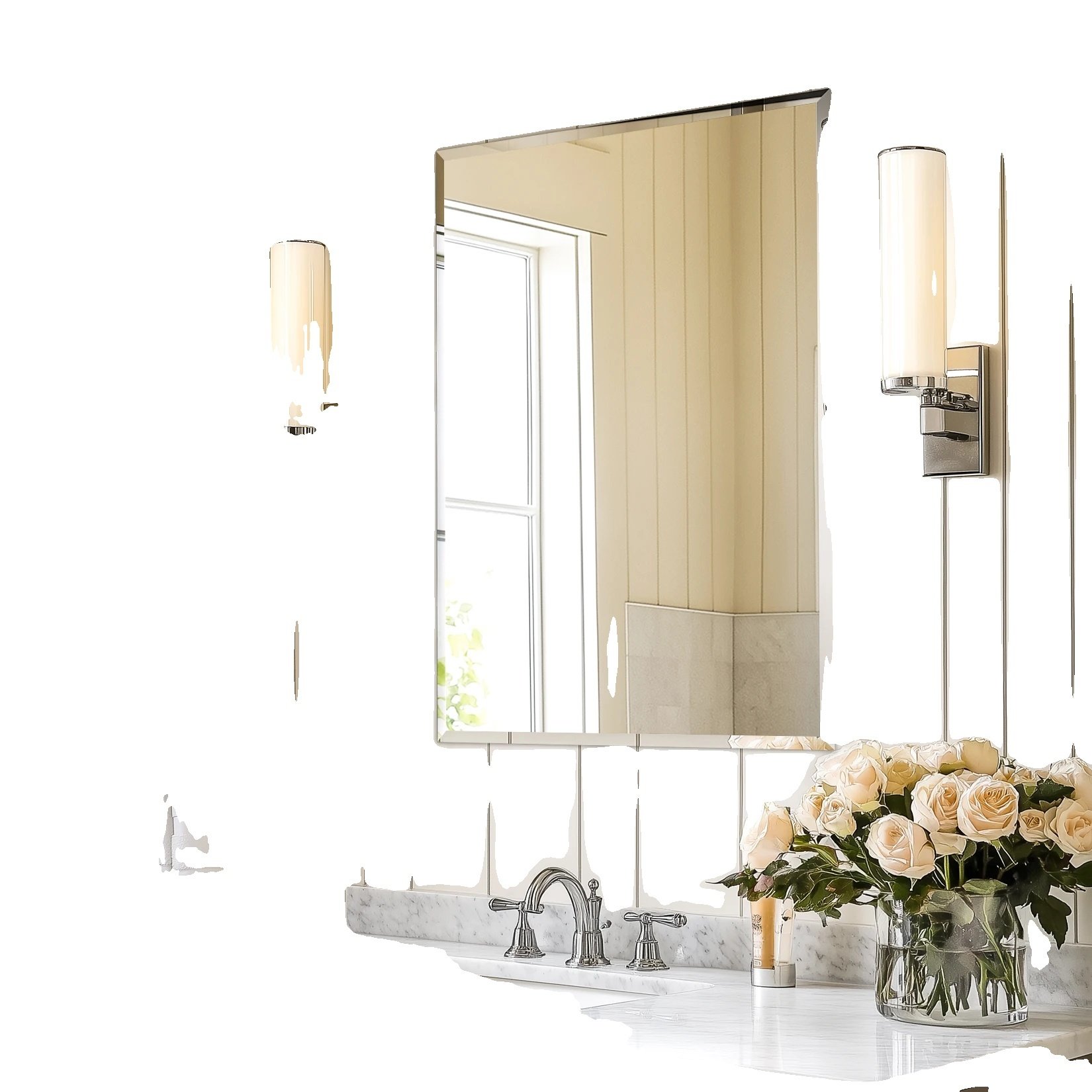 Bezramowe lustro łazienkowe o prostokątnym kształcie i wysokiej rozdzielczości, 32x24 cale