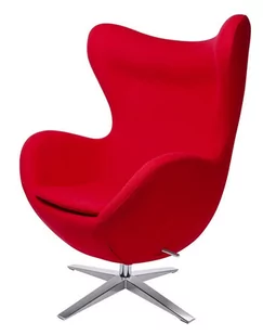 Fotel biurowy, krzesło biurowe King Home Fotel EGG SZEROKI czerwony.1 wełna podstawa stal HE-066.RED.1 [7811579] - Fotele i krzesła biurowe - miniaturka - grafika 2