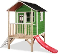 Place zabaw - Exit Domek drewniany dla dzieci ze zjeżdżalnią Loft 300 - zielony - miniaturka - grafika 1