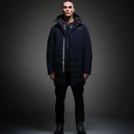 Kurtki i kamizelki sportowe męskie - Regatta Christian Lacroix Męska kurtka przeciwdeszczowa ocieplana długa Lauris Granatowy, Rozmiar: 2XL - miniaturka - grafika 1