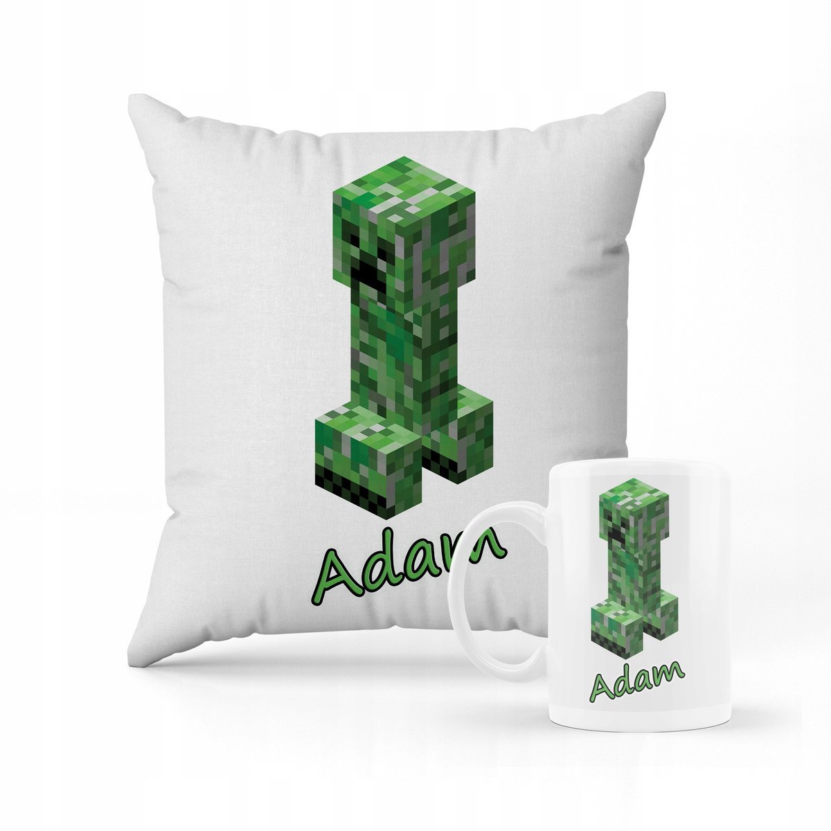 ZESTAW PODUSZKA + KUBEK Creeper + IMIĘ