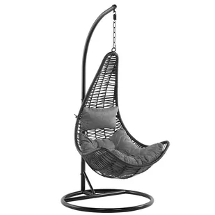 Beliani Fotel wiszący rattan czarny ATRI - Fotele ogrodowe wiszące - miniaturka - grafika 1