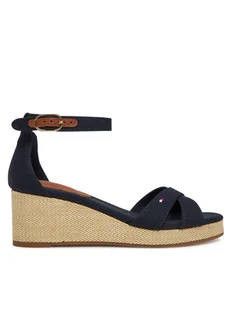 Tommy Hilfiger Sandały Flag Criss-Cros Mid Wedge Espad FW0FW08481 Granatowy - Sandały damskie - miniaturka - grafika 1