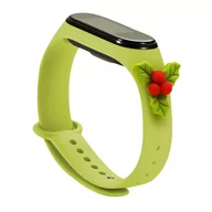 Akcesoria do smartwatchy - Strap Xmas opaska do Xiaomi Mi Band 4 / Mi Band 3 świąteczny silikonowy pasek bransoletka zielony (jemioła) - miniaturka - grafika 1