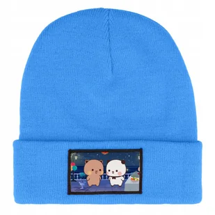 CZAPKA ZIMOWA CIEPŁA NIEBIESKA DZIECIĘCA Z MOTYWEM KAWAII DUDU MIX WZORÓW - Czapki damskie - miniaturka - grafika 1