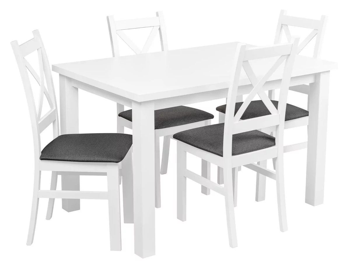 Zestaw stół z krzesłami dla 4 osób biały mat Z056