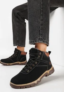 Czarno-Brązowe Traperki Sportowe Mocno Ocieplone Vimee - Botki damskie - miniaturka - grafika 1