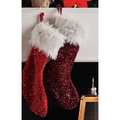 Ozdoby bożonarodzeniowe - Skarpeta świąteczna mix kolorów z brokatem 54 cm - miniaturka - grafika 1