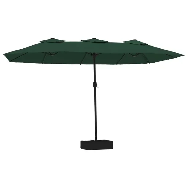 Podwójny Parasol Ogrodowy z LED, UV, Zielony/Ciemnoszary, 449x265x245 cm