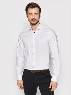 Koszule męskie - TOMMY HILFIGER Tailored Koszula Mini Oxford MW0MW23255 Biały Slim Fit - grafika 1