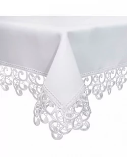 LOZKOHOLICY.PL SPÓŁKA Z O.O.  SP KOMANDY Obrus Plamoodporny z Gipiurą Koronką Biały 140x350 1209632 - Obrusy i serwetki - miniaturka - grafika 1