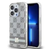 Etui i futerały do telefonów - Etui DKNY IML Checkered Mono Pattern & Printed Stripes MagSafe na iPhone 13 Pro Max - beżowe - miniaturka - grafika 1