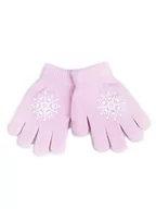 Rękawiczki dla dzieci - Rękawiczki Dziewczęce Pięciopalczaste Różowe Ze Śnieżynką 14 Cm - miniaturka - grafika 1
