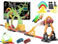 Samochody i pojazdy dla dzieci - Tor Samochodowy Tor Wyścigowy 2 Pętla 360 Wyrzutnia Samochodów Xxl - miniaturka - grafika 1