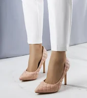 Półbuty damskie - Różowe pikowane szpilki Dayton-36 - miniaturka - grafika 1