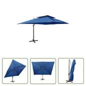 Parasole ogrodowe - The Living Store Parasol wiszący z podwójną czaszą - 400x300 cm - niebieski - Parasol Wiszący - miniaturka - grafika 1