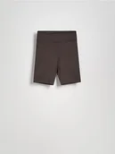 Spodenki damskie - Reserved - Gładkie kolarki - ciemnobrązowy - miniaturka - grafika 1