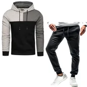 Dresy męskie - Męski komplet dresowy czarno szary Recea - miniaturka - grafika 1