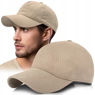 Czapki i chusty sportowe męskie - CZAPKA z Daszkiem Męska Bejsbolówka Bawełniana Modna BEŻOWA Pako Jeans - miniaturka - grafika 1