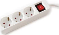 Kable - Kabel zasilający Value VALUE 3-drożna listwa zasilająca z wyłącznikiem, biała, 6 m - miniaturka - grafika 1
